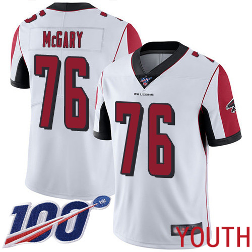 Atlanta Falcons Limited White Youth Kaleb McGary Road Jersey NFL Football #76 100th Season Vapor Untouchable->youth nfl jersey->Youth Jersey